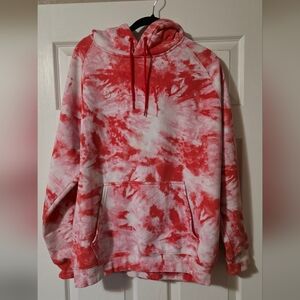 Balance Athletica Red and White Tie-Dye Crewneck Sweater